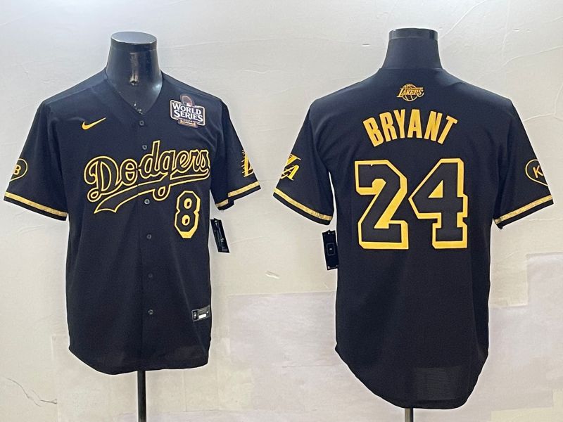 Men Los Angeles Dodgers #24 Bryant Black Gold Five generations Game 2025 Nike MLB Jersey style 1